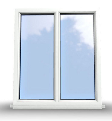 1045mm (W) x 1195mm (H) PVCu StormProof Casement Window - 2 Vertical Panes Non Opening Windows -  White Internal & External - 8