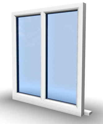 1045mm (W) x 1195mm (H) PVCu StormProof Casement Window - 2 Vertical Panes Non Opening Windows -  White Internal & External - 9