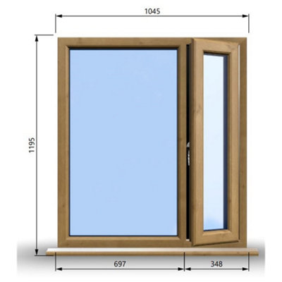 1045mm (W) x 1195mm (H) Wooden Stormproof Window - 1/3 Right Opening Window - Toughened Safety Glass
