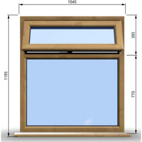 1045mm (W) x 1195mm (H) Wooden Stormproof Window - 1 Top Opening Window -Toughened Safety Glass
