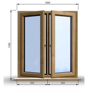 1045mm (W) x 1195mm (H) Wooden Stormproof Window - 2 Opening Windows (Left & Right) - Toughened Safety Glass