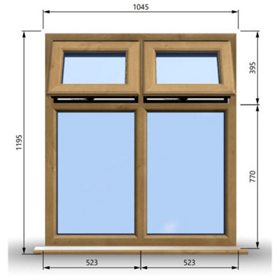 1045mm (W) x 1195mm (H) Wooden Stormproof Window - 2 Top Opening Windows -Toughened Safety Glass