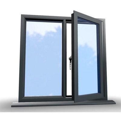1045mm (W) x 1245mm (H) Aluminium Flush Casement - 1 Right Opening Window - Anthracite Internal & External - 7