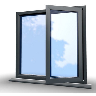 1045mm (W) x 1245mm (H) Aluminium Flush Casement - 1 Right Opening Window - Anthracite Internal & External - 8
