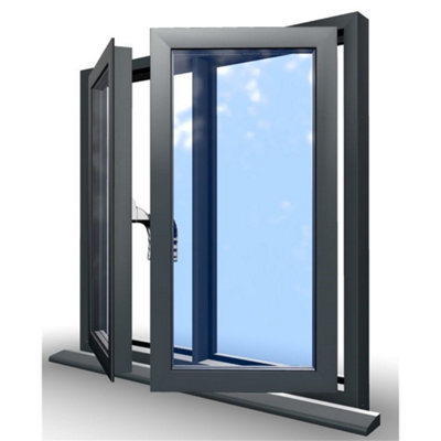 1045mm(W) x 1245mm(H) Aluminium Flush Casement Window - 2 Central Opening Windows - Anthracite Internal & External - 6