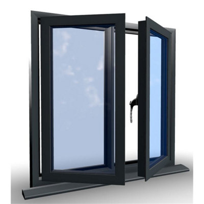 1045mm(W) x 1245mm(H) Aluminium Flush Casement Window - 2 Central Opening Windows - Anthracite Internal & External - 7