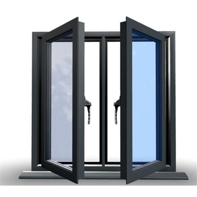 1045mm(W) x 1245mm(H) Aluminium Flush Casement Window - 2 Central Opening Windows - Anthracite Internal & External - 9