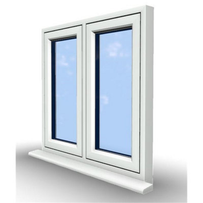 1045mm (W) x 1245mm (H) PVCu Flush Casement Window - 2 Vertical Panes Non Opening Windows - White Internal & External - 5