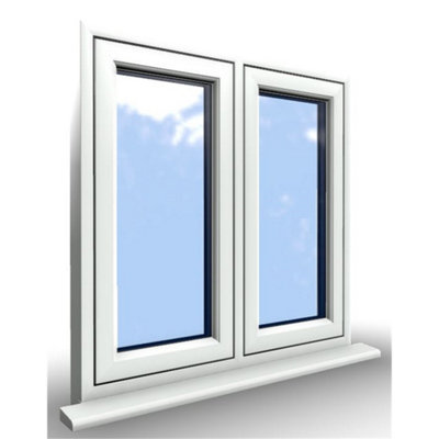 1045mm (W) x 1245mm (H) PVCu Flush Casement Window - 2 Vertical Panes Non Opening Windows - White Internal & External - 8