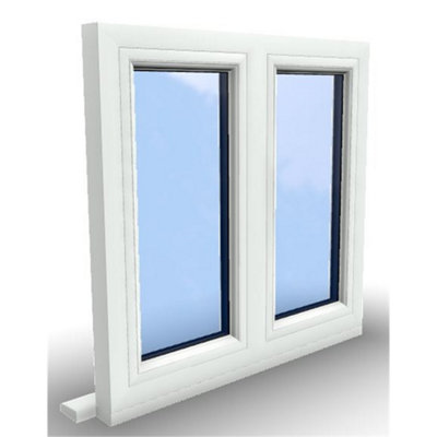 1045mm (W) x 1245mm (H) PVCu Flush Casement Window - 2 Vertical Panes Non Opening Windows - White Internal & External - 9