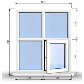 1045mm (W) x 1245mm (H) PVCu StormProof Casement Window - 1 Bottom Opening (Right)  - White Internal & External
