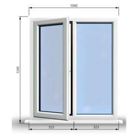 1045mm (W) x 1245mm (H) PVCu StormProof Casement Window - 1 LEFT Opening Window -  Toughened Safety Glass - White