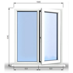 1045mm (W) x 1245mm (H) PVCu StormProof Casement Window - 1 RIGHT Opening Window -  Toughened Safety Glass - White