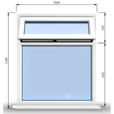 1045mm (W) x 1245mm (H) PVCu StormProof Casement Window - 1 Top Opening Window - 70mm Cill - Chrome Handles -  White