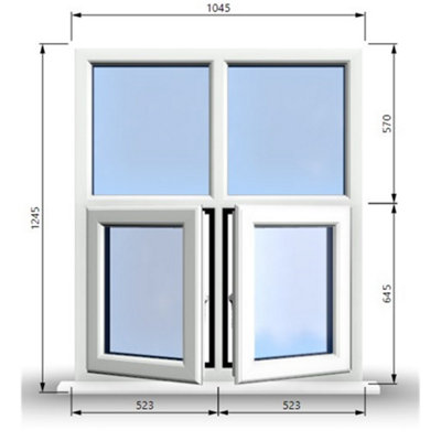 1045mm (W) x 1245mm (H) PVCu StormProof Casement Window - 2 Bottom ...