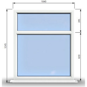 1045mm (W) x 1245mm (H) PVCu StormProof Casement Window - 2 Horizontal Panes Non Opening Windows -  White Internal & External
