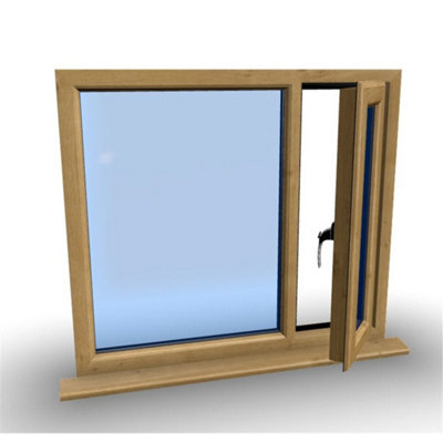 1045mm (W) x 1245mm (H) Wooden Stormproof Window - 1/3 Right Opening Window - Toughened Safety Glass - 6