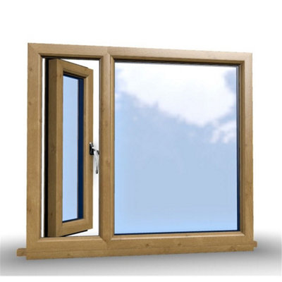 1045mm (W) x 1245mm (H) Wooden Stormproof Window - 1/3 Right Opening Window - Toughened Safety Glass - 7