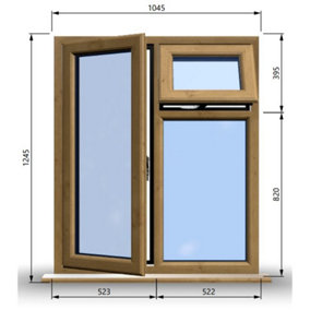 1045mm (W) x 1245mm (H) Wooden Stormproof Window - 1 Opening Window (LEFT) - Top Opening Window (RIGHT) - Toughened Safety Glass