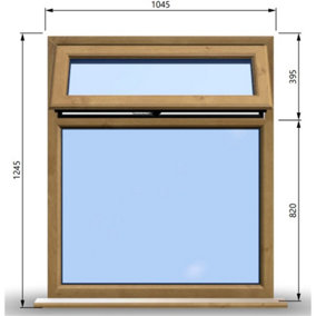 1045mm (W) x 1245mm (H) Wooden Stormproof Window - 1 Top Opening Window -Toughened Safety Glass