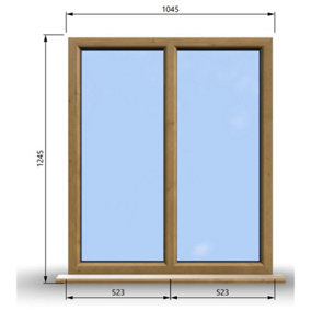 1045mm (W) x 1245mm (H) Wooden Stormproof Window - 2 Non-Opening Windows - Toughened Safety Glass