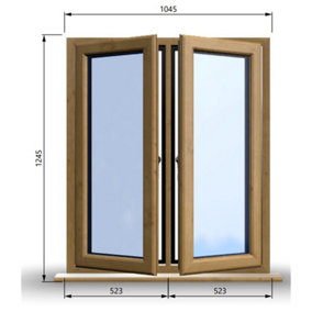 1045mm (W) x 1245mm (H) Wooden Stormproof Window - 2 Opening Windows (Left & Right) - Toughened Safety Glass