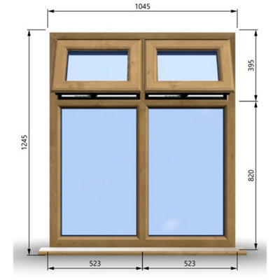 1045mm (W) x 1245mm (H) Wooden Stormproof Window - 2 Top Opening Windows -Toughened Safety Glass