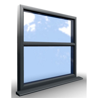 1045mm (W) x 895mm (H) Aluminium Flush Casement Window - 2 Horizontal Panes (Non Opening) - Anthracite Internal & External - 6