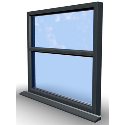 1045mm (W) x 895mm (H) Aluminium Flush Casement Window - 2 Horizontal Panes (Non Opening) - Anthracite Internal & External - 7