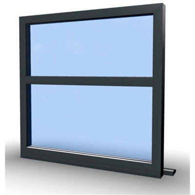 1045mm (W) x 895mm (H) Aluminium Flush Casement Window - 2 Horizontal Panes (Non Opening) - Anthracite Internal & External - 8