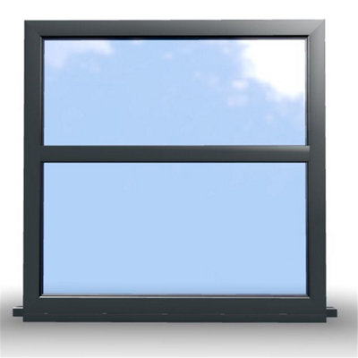 1045mm (W) x 895mm (H) Aluminium Flush Casement Window - 2 Horizontal Panes (Non Opening) - Anthracite Internal & External - 9