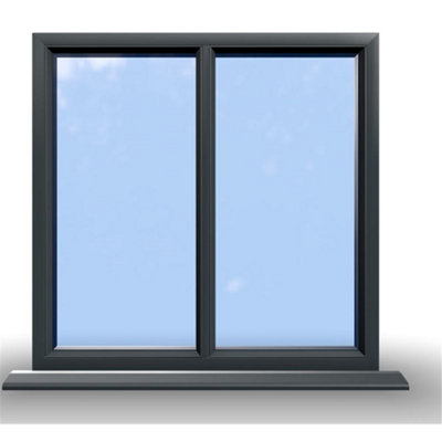 1045mm(W) x 895mm(H) Aluminium Flush Casement Window - 2 V Panes(Non-Opening) - Anthracite Internal & External - 6