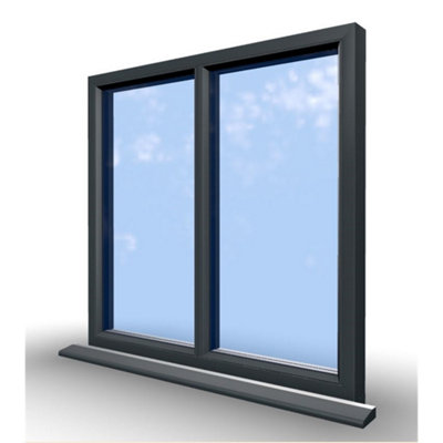 1045mm(W) x 895mm(H) Aluminium Flush Casement Window - 2 V Panes(Non-Opening) - Anthracite Internal & External - 7