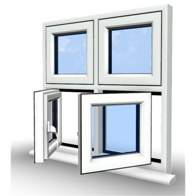 1045mm (W) x 895mm (H) PVCu Flush Casement Window - 2 Bottom Opening Windows - White Internal & External - 7