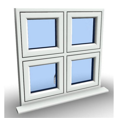 1045mm (W) x 895mm (H) PVCu Flush Casement Window - 2 Bottom Opening Windows - White Internal & External - 8