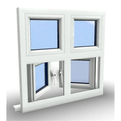 1045mm (W) x 895mm (H) PVCu Flush Casement Window - 2 Bottom Opening Windows - White Internal & External - 9