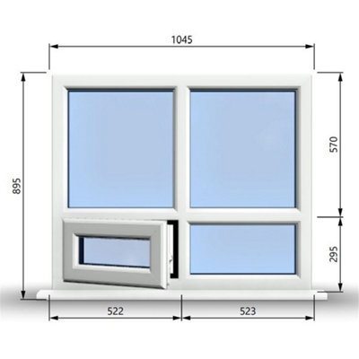 1045mm (W) x 895mm (H) PVCu StormProof Casement Window - 1 Bottom ...