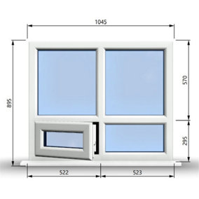 1045mm (W) x 895mm (H) PVCu StormProof Casement Window - 1 Bottom Opening Window (Left) -  White Internal & External