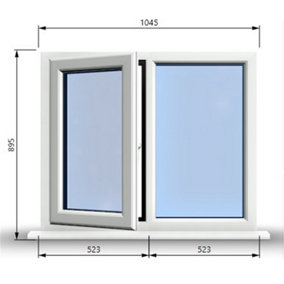1045mm (W) x 895mm (H) PVCu StormProof Casement Window - 1 LEFT Opening Window -  Toughened Safety Glass - White