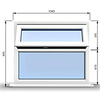 1045mm (W) x 895mm (H) PVCu StormProof Casement Window - 1 Top Opening Window - 70mm Cill - Chrome Handles -  White