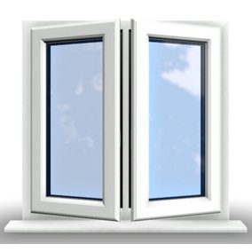 1045mm (W) x 895mm (H) PVCu StormProof Casement Window - 2 Central Opening Windows -  White Internal & External