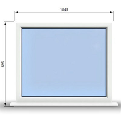 1045mm (W) x 895mm (H) PVCu StormProof Window - 1 Non Opening Window - Toughened Safety Glass - White
