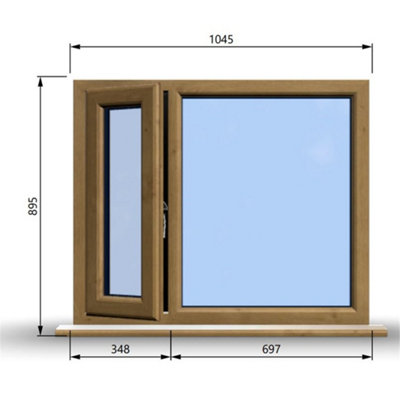 1045mm (W) x 895mm (H) Wooden Stormproof Window - 1/3 Left Opening Window - Toughened Safety Glass