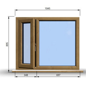1045mm (W) x 895mm (H) Wooden Stormproof Window - 1/3 Left Opening Window - Toughened Safety Glass