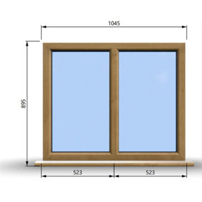1045mm (W) x 895mm (H) Wooden Stormproof Window - 2 Non-Opening Windows - Toughened Safety Glass