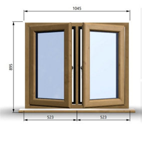 1045mm (W) x 895mm (H) Wooden Stormproof Window - 2 Opening Windows (Left & Right) - Toughened Safety Glass