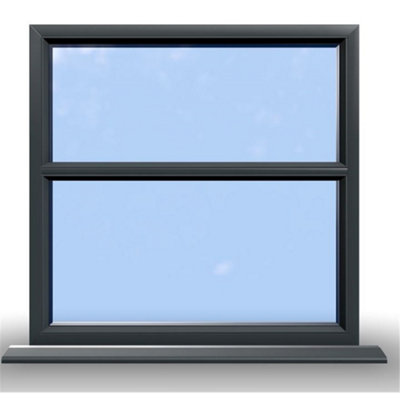 1045mm (W) x 945mm (H) Aluminium Flush Casement Window - 2 Horizontal Panes (Non Opening) - Anthracite Internal & External