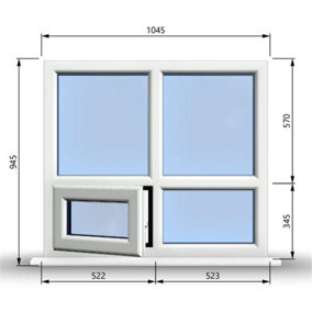1045mm (W) x 945mm (H) PVCu StormProof Casement Window - 1 Bottom Opening (Left) -  White Internal & External