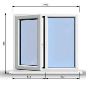 1045mm (W) x 945mm (H) PVCu StormProof Casement Window - 1 LEFT Opening Window -  Toughened Safety Glass - White