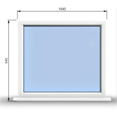 1045mm (W) x 945mm (H) PVCu StormProof Window - 1 Non Opening Window - Toughened Safety Glass - White